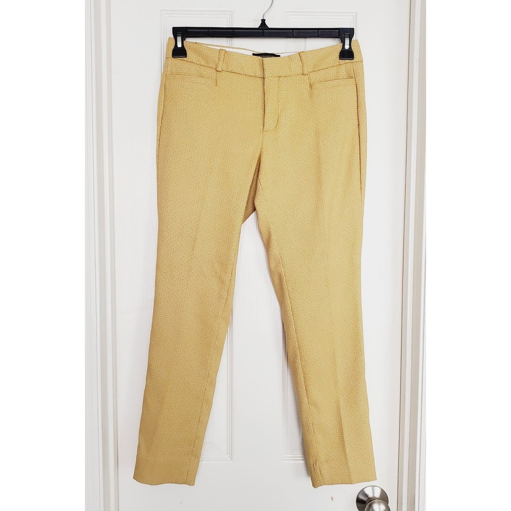 Banana Republic Sloan Dress Pants Gold Yellow Textured Ankle Pedal Pusher 2